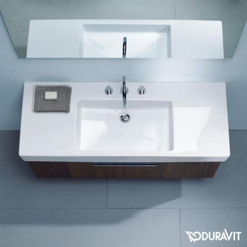 Раковина прямоугольная мебельная/подвесная Duravit Vero 125x49 см, с отверстием для смесителя, с переливом, белый 0329120000