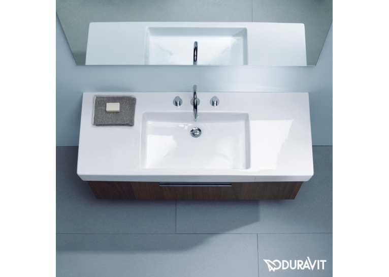 Раковина прямоугольная мебельная/подвесная Duravit Vero 125x49 см, с отверстием для смесителя, с переливом, белый 0329120000