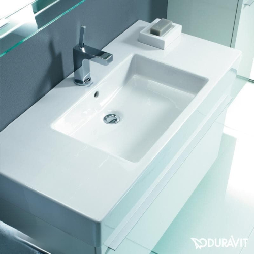 Раковина прямоугольная мебельная/подвесная Duravit Vero 125x49 см, с отверстием для смесителя, с переливом, белый 0329120000