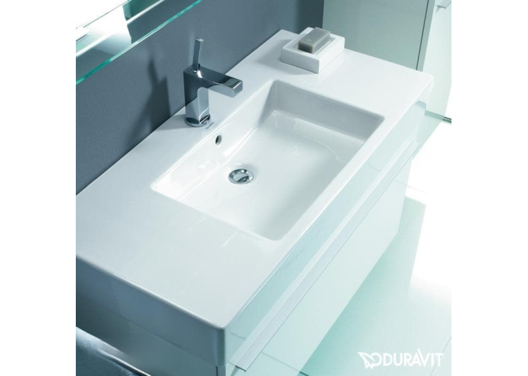 Раковина прямоугольная мебельная/подвесная Duravit Vero 125x49 см, с отверстием для смесителя, с переливом, белый 0329120000