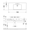 Раковина прямоугольная мебельная/подвесная Duravit Vero 125x49 см, с отверстием для смесителя, с переливом, белый 0329120000
