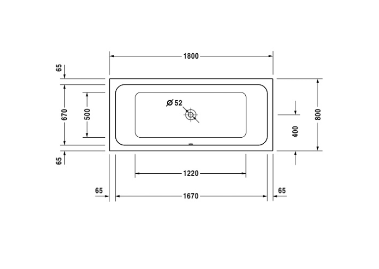 Ванна акрилова прямокутна Duravit D-Code 180x80см, 700101000000000