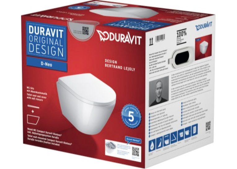 Унітаз підвісний укорочений Duravit D-Neo Rimless (2588090000) + сидіння з кришкою Soft Close (0021690000), 45880900A1