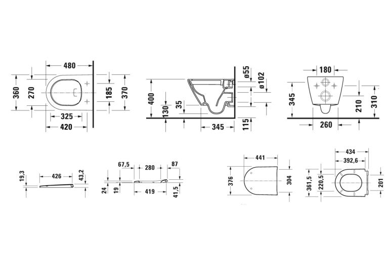 Унітаз підвісний укорочений Duravit D-Neo Rimless (2588090000) + сидіння з кришкою Soft Close (0021690000), 45880900A1