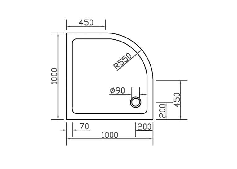 Душовий піддон напівкруглий Eger SMC, 100x100x3.5, 599-1010R