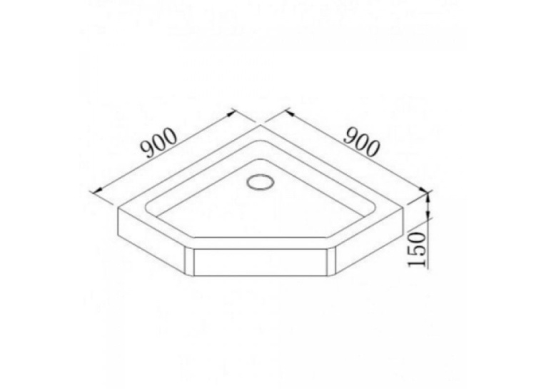 Душовий піддон п'ятикутний акриловий з сифоном Eger STEFANI 90x90x15, 599-535/2