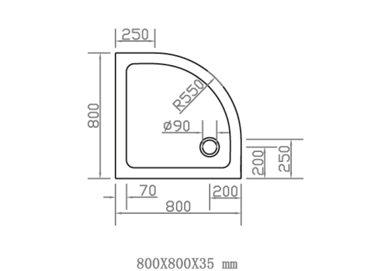 Душевой поддон полукруглый Eger SMC, 80x80x3.5, 599-8080R