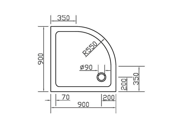 Душовий піддон напівкруглий Eger SMC, 90x90x3.5, 599-9090R