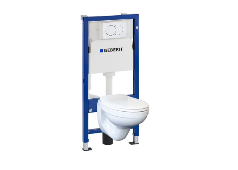 Комплект Інсталяція для унітаза 4 в 1 Duofix Pro 20 Geberit, монт. елемент для підв. унітазу, з бачком прих.монтажу Delta 12см, підв. унітаз Idol з сидінням, змив. клавіша Delta01, біла, 118.315.11.1