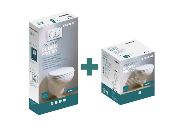 Комплект Інсталяція для унітаза 4 в 1 Duofix Pro 20 Geberit, монт. елемент для підв. унітазу, з бачком прих.монтажу Delta 12см, підв. унітаз Idol з сидінням, змив. клавіша Delta01, біла, 118.315.11.1