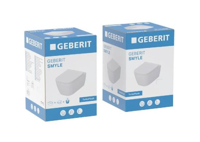 Унітаз підвісний Geberit Smyle Square 503.171.00.1 TurboFlush, із сидінням Softсlose, QuickRelease (Sandwich)