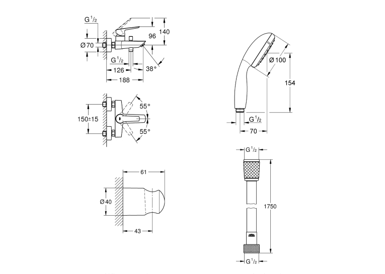 Змішувач для ванни Grohe QuickFix Start Black UA30330701
