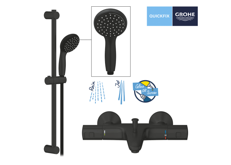 Смеситель термостатический для ванны Grohe QuickFix Start Black UA303907T1