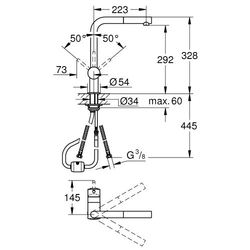 Смесители с выдвижным изливом Grohe Vento 30436000 