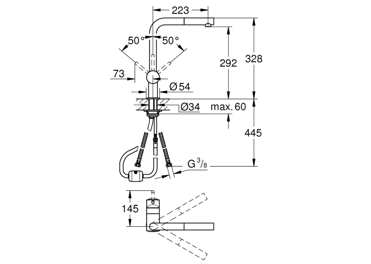 Смесители с выдвижным изливом Grohe Vento 30436000 
