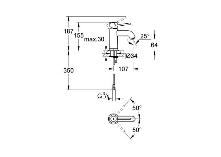 Змішувач для раковини Grohe BauClassic 23162000