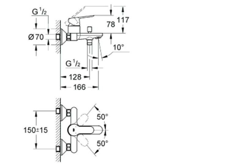 Смеситель для ванны Grohe BauEdge 23334000