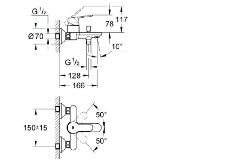 Смеситель для ванны Grohe BauEdge 23334000