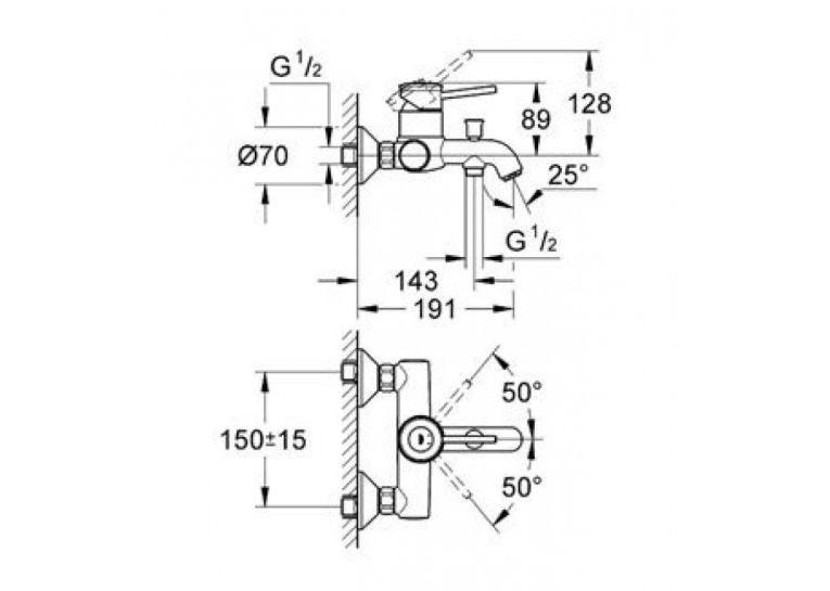 Змішувач для ванни Grohe BauClassic 32865000