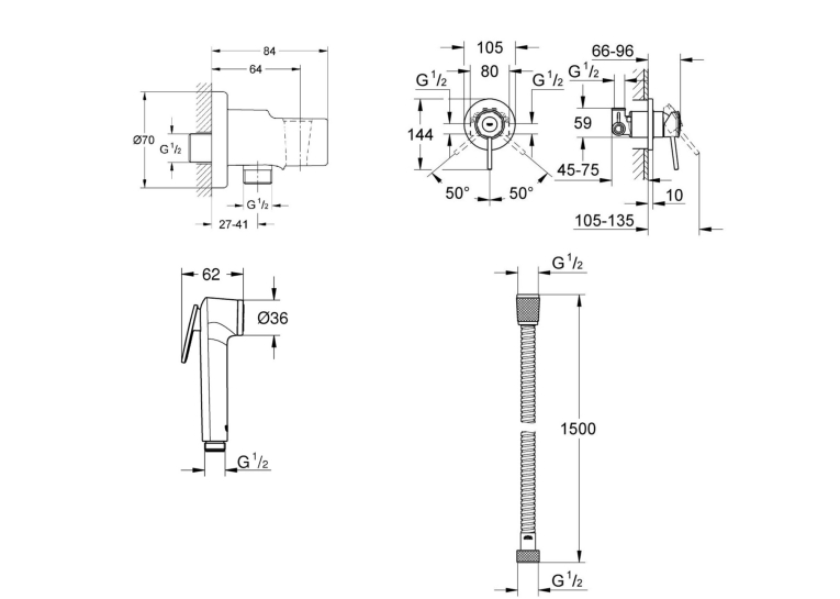 Набор гигиенического душа GROHE BauClassic UA11104800