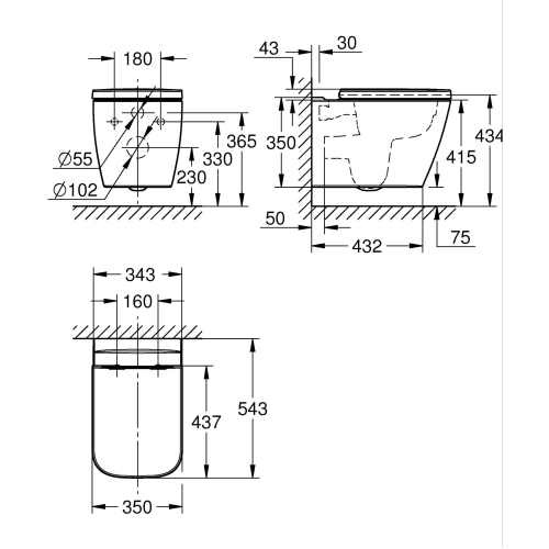 Унітаз підвісний Grohe BauEdge настінного монтажу (106740SH00) з сидінням Soft Close 102500SH00