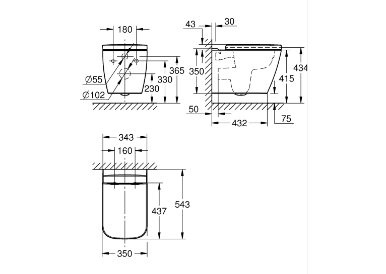 Унітаз підвісний Grohe BauEdge настінного монтажу (106740SH00) з сидінням Soft Close 102500SH00