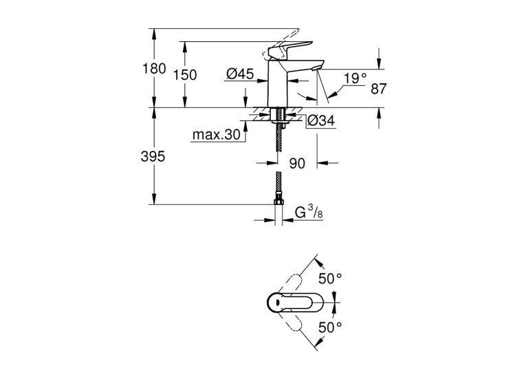 Смеситель  для раковины Grohe BauEdge 23330000 S-Size