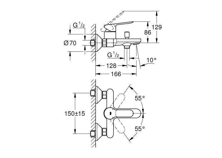 Смеситель для ванны Grohe BauEdge 23605000