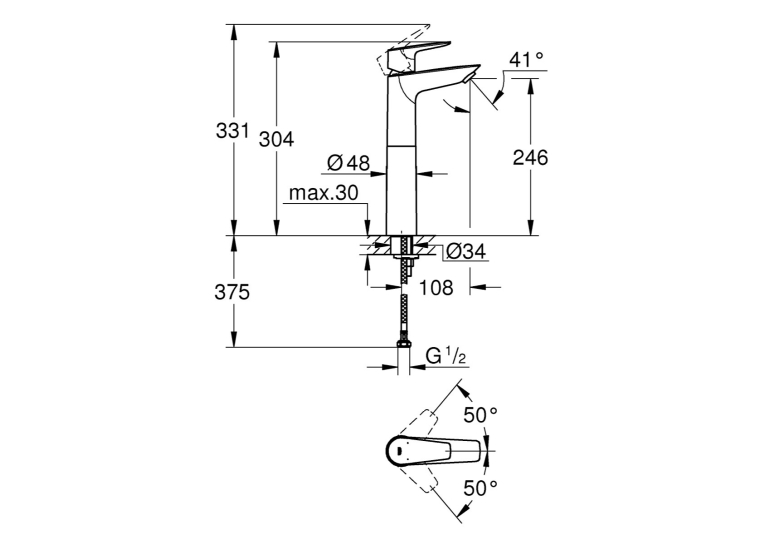Смеситель для раковины Grohe BauEdge New 32860001 XL-Size