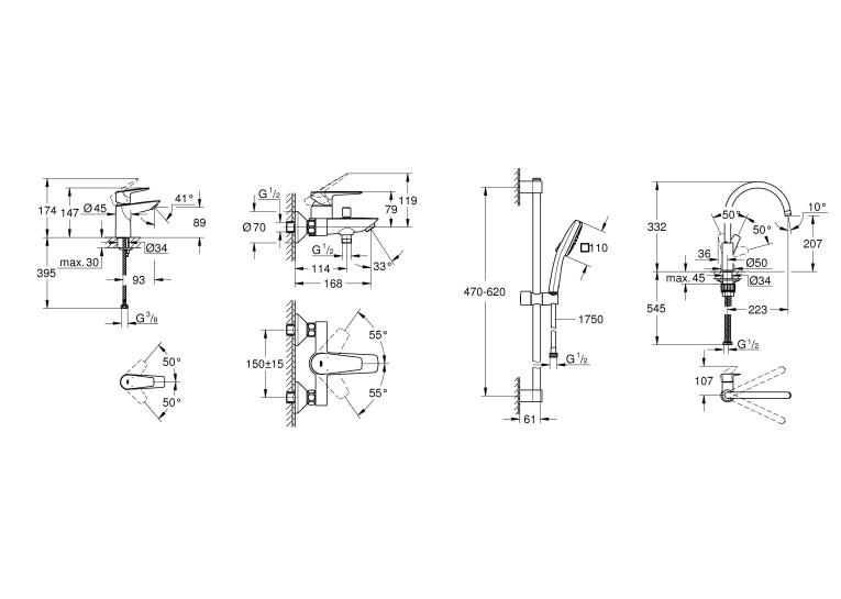 Комплект змішувачів з кухонним змішувачем GROHE BauEdge New 4 в 1 UA123218K1