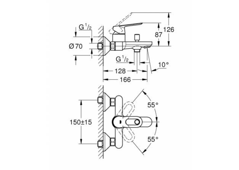 Смеситель для ванны Grohe BauLoop 23603000