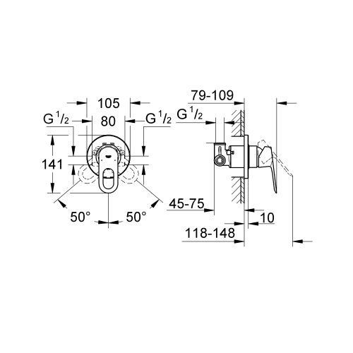 Смеситель для душа GROHE BauLoop 29042000 (готовый комплект)