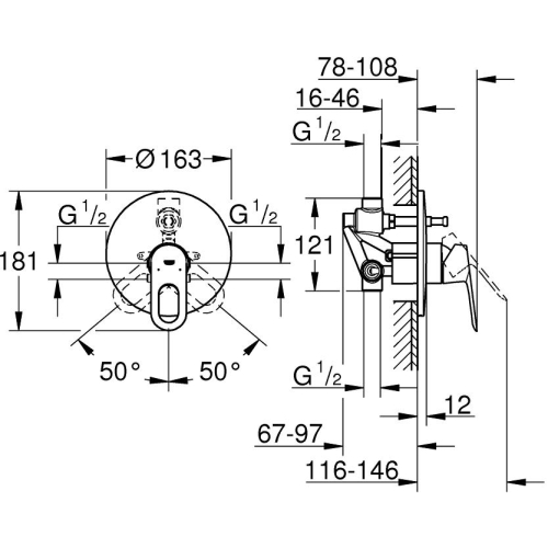 Смеситель для ванны GROHE BauLoop 29081000