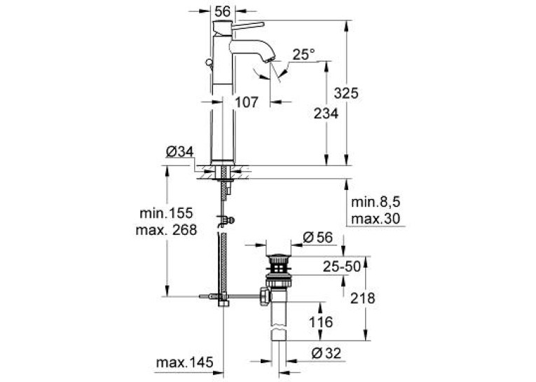 Змішувач для раковини Grohe BauClassic 32868000