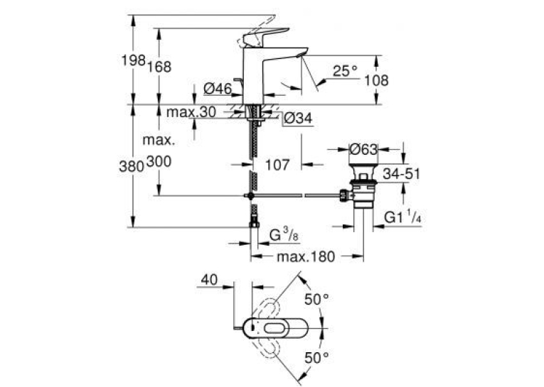 Змішувач для раковини Grohe BauLoop 23762000 M-Size