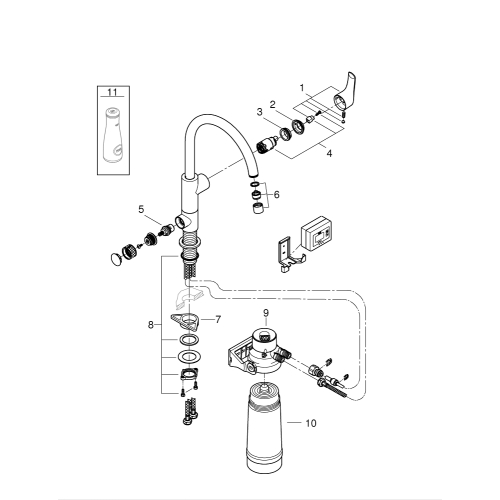 Смеситель кухонный с фильтром Grohe Blue Pure Eurosmart 30383000