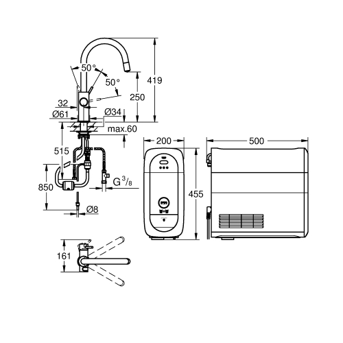 Смеситель кухонный Grohe GROHE Blue Home 31541000 с функцией очистки водопроводной воды