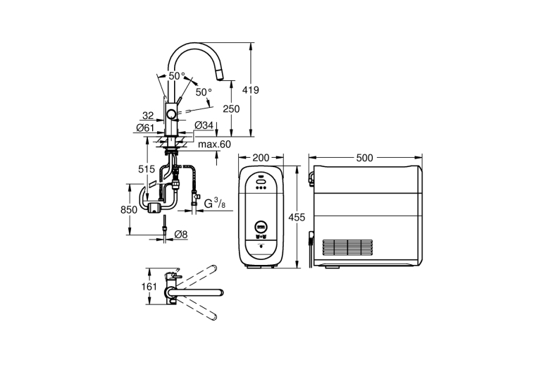 Змішувач кухонний Grohe GROHE Blue Home 31541000 з функцією очищення водопровідної води
