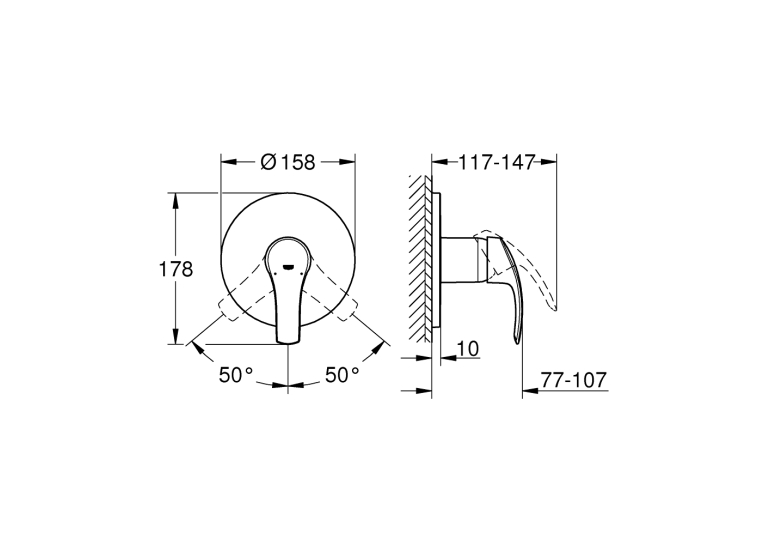 Смеситель однорычажный на 1 выход для душа Grohe Eurosmart, 24042002