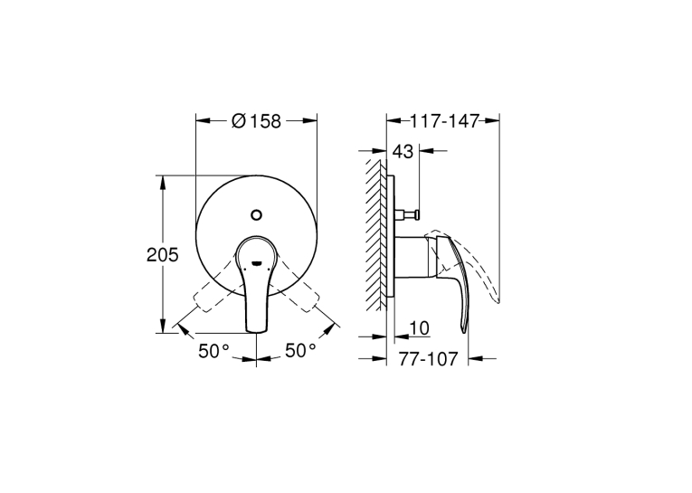Смеситель однорычажный на 2 выхода для ванны Grohe Eurosmart, 24043002