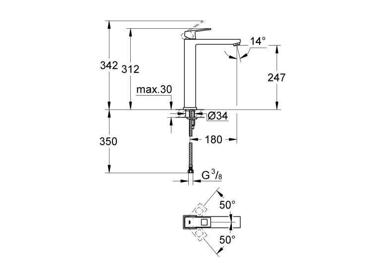 Змішувач для раковини Grohe EuroCube 23406000 XL-Size (виставковий зразок)