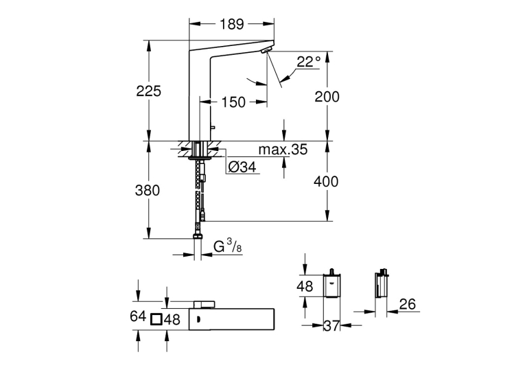Інфрачервоний змішувач для раковини Grohe Eurocube E 36441000
