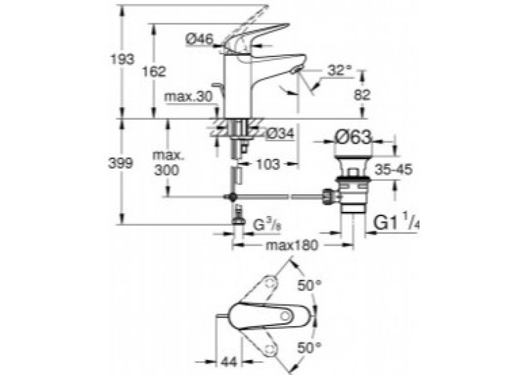 Змішувач для раковини Grohe EuroEco New 23262001