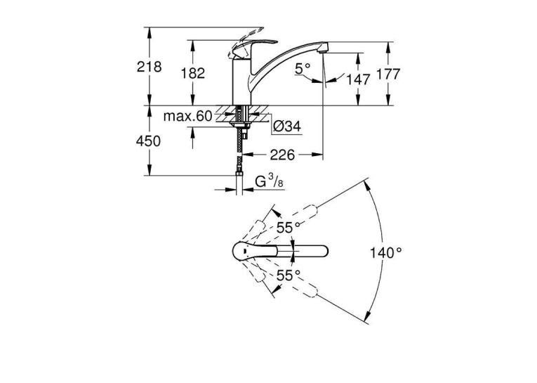Змішувач для миття Grohe EUROSMART 33281002