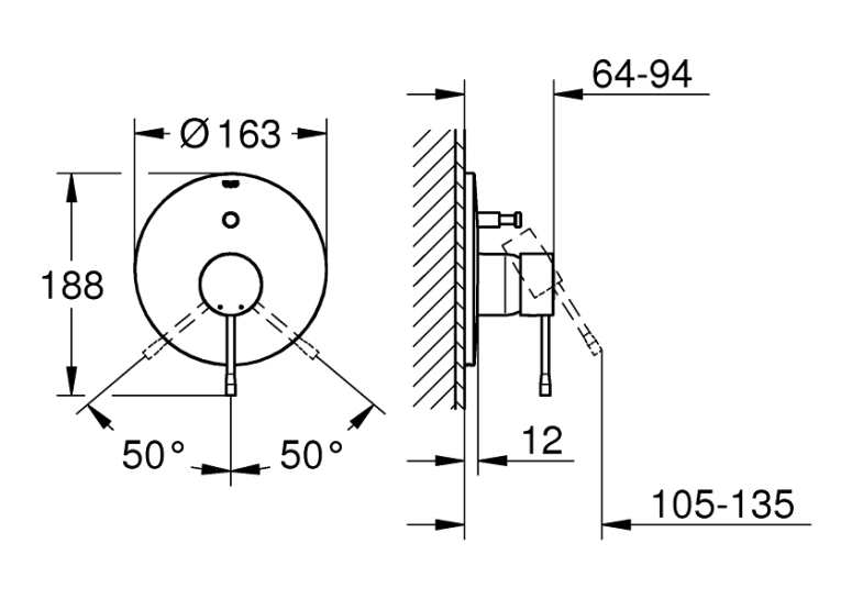 Змішувач одноважільний для ванни/душу, DN 15 Grohe Essence New 19285001