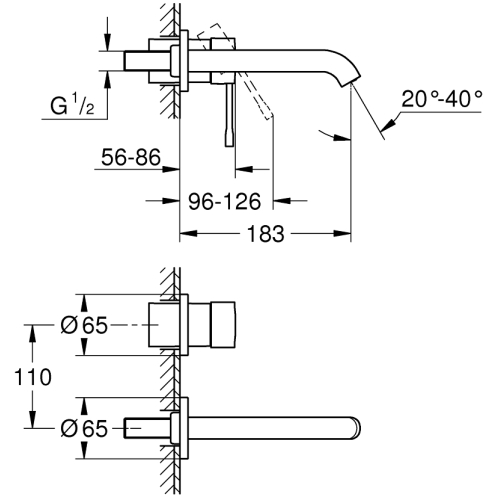 Змішувач для раковини на два отвори Grohe ESSENCE NEW М-Size, 19408AL1 Графіт матовий
