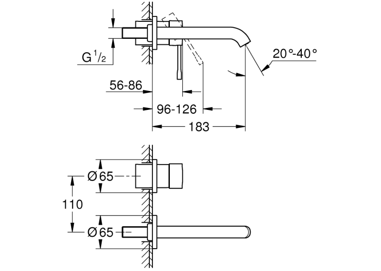 Змішувач для раковини на два отвори Grohe ESSENCE NEW М-Size, 19408AL1 Графіт матовий