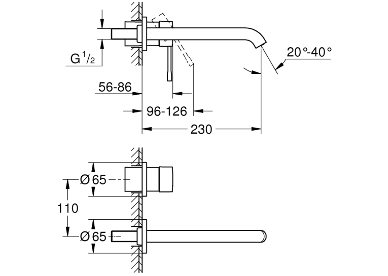 Змішувач для раковини на два отвори Grohe ESSENCE NEW L-Size, 19967AL1 Графіт матовий