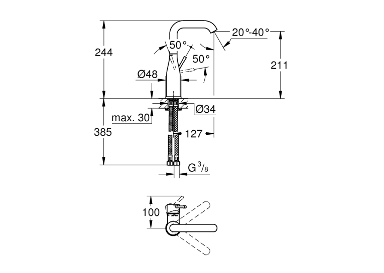 Змішувач для раковини GROHE Essence New 23541001 L-Size