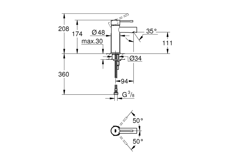Смеситель для раковины Grohe ESSENCE NEW S-Size, 34294001